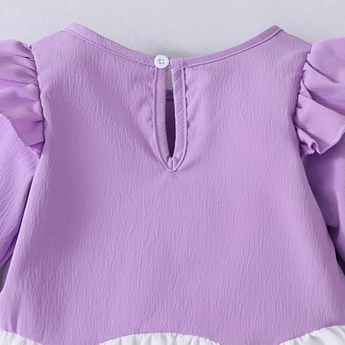 Hopscotch Girls Full Sleeves Lilac 2-Pc Floral Applique Ruffle Trim Pant Set For Age (3-4 Years)