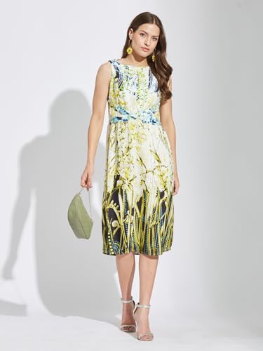 Latin Quarters Women Black Sleeveless Boat Neck Printed Casual Dress_L