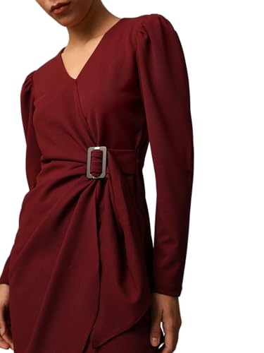 ONLY Women's Regular Fit Maroon Dress