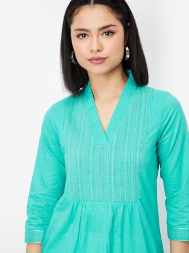 Max Women's Cotton Regular Kurta (VIEKSP25HE_Aqua
