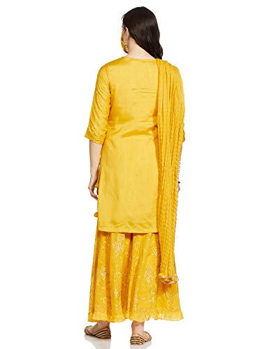 BIBA Women Embroidery Relaxed Salwar Kurta Dupatta(SKD7303_Yellow_32)