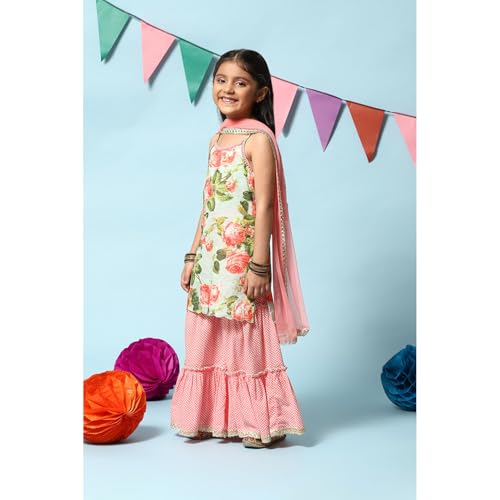 BIBA GIRL PRINTED A Line KID(KW4983_TURQUOISE_11)