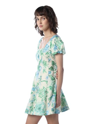 ONLY Women Floral Print Fit and Flare Green Dress