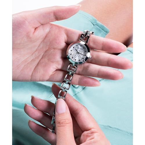 Guess Gb Lady G Analog Watch for Women with Silver Round Dial & Silver Stainless Steel Bracelet Band Water Resistant Women's Wrist Watches - GW0549L1