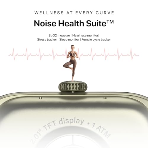 Noise Icon Arc 2.01" Immersive Curved Display Smartwatch, 10-Day Battery, 1ATM Water Resistant, Functional Crown, 100+ Sports Modes, Health Suite™, Voice Assistant, Built-in Games (Elite Black)