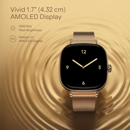 boAt Chrome Ivory Smart Watch for Women, co-Designed with GIVA, 1.7" AMOLED Display, 1000 nits Brightness, Premium Metallic Build, Female Wellness Tracker smartwatch for Women (Rose Gold)