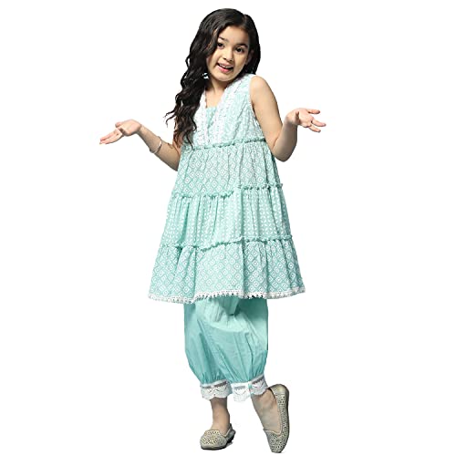 Biba Cotton, Suit Set Girl Printed Relaxed Kid(Kw5168_Mint Green_3)