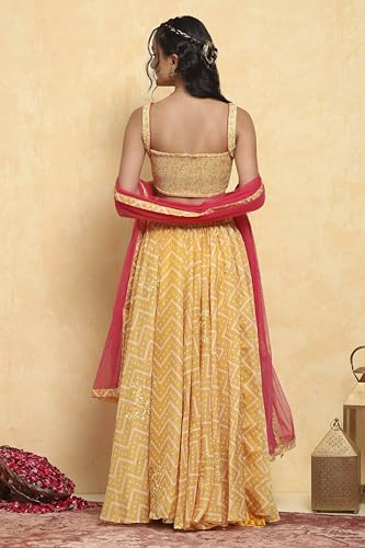 Biba Girl's Yellow Polyester Lehega Set
