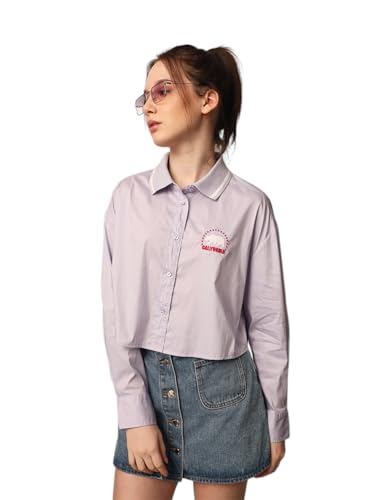 ONLY Women Boxy Fit Purple Shirt