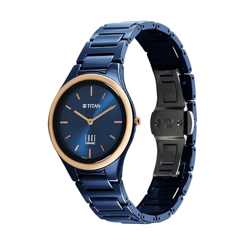 Titan Edge Bicolour Quartz Analog Blue Dial Blue Ceramic Strap Watch for Women/NT2653KC11