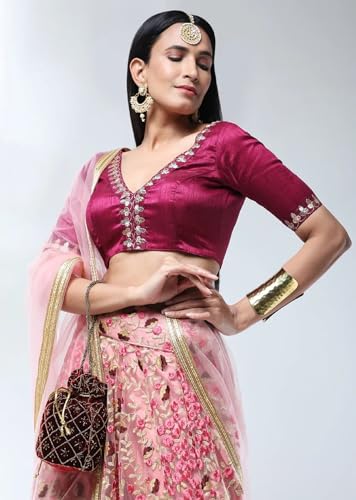 AG Clothing Women's Net Semi Stitched Lehenga Choli With Dupatta | Thread Embroidery Pattern | Traditional, Wedding, Ethnic Wear Lehenga (AD-EUPHORIA-VOL4m-3609-Peach)