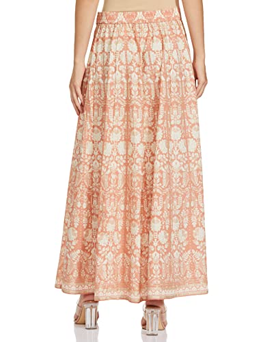 W for Woman Peach Printed Kalidar Skirt_20FEW50283-114284_S