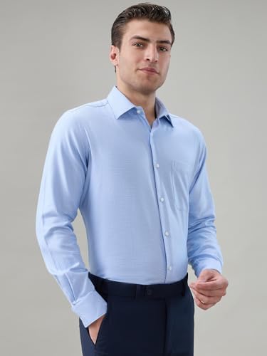 Raymond Blue Structure Pattern Men Long Sleeve Casual Shirt