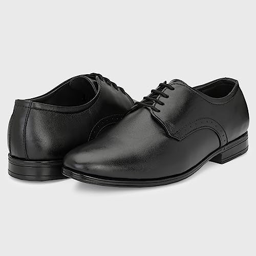 Blue Leather By Centrino Lace-up Men's Formal Shoe | Stylish with Soft Cushioned Insole | Trendy Lace-Up Design | Durable Leather with Anti-Skid Sole | Perfect for Formal Wear_3914-1_Black_6