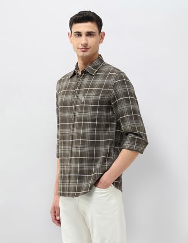 U.S. Polo Assn. Denim Co. Men's Twill Tartan Checked Shirt (UDSHT1974_Olive_40)
