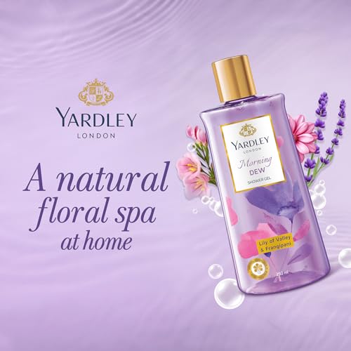 Yardley London| Shower Gel| Morning Dew| with Natural Oils of Lily of the Valley & Frangipani| No Parabens| No Silicones | 250ml