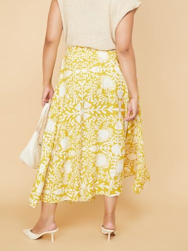 Max Cotton Blend Western Skirt Yellow