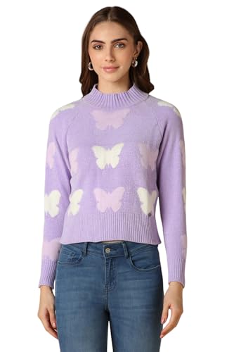 Allen Solly Women's Acrylic Asymmetric Neck Sweater (AHSWCRGFQ59032_Lilac