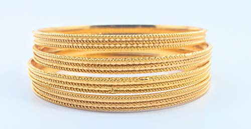 AFJ GOLD 1 Gram Gold Plated Traditional Designer Trendy Daily Wear Plain Bangles Sets for Women & Girls (Bangle 7, 2.8)