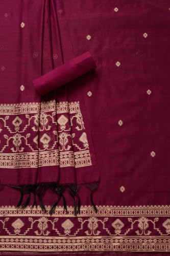 Soch Womens Wine Chanderi Woven Design Unstitched Dress Material