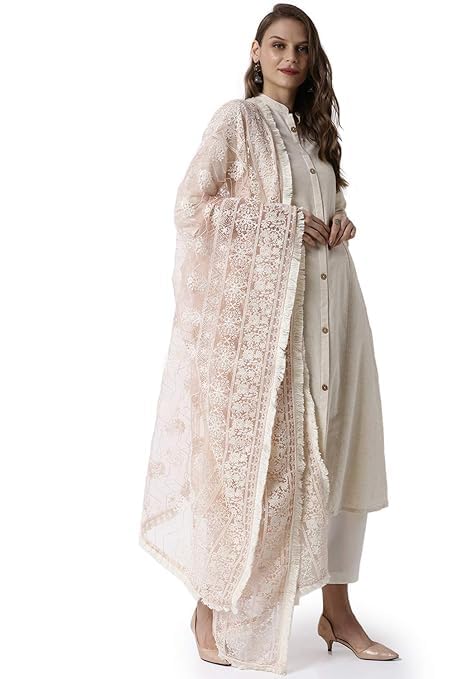 Soch Women Pink Embroidered Dupatta