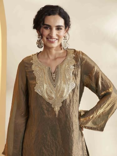 BIBA Polyester Solid Straight Semi-Formal Kurta With Salwar