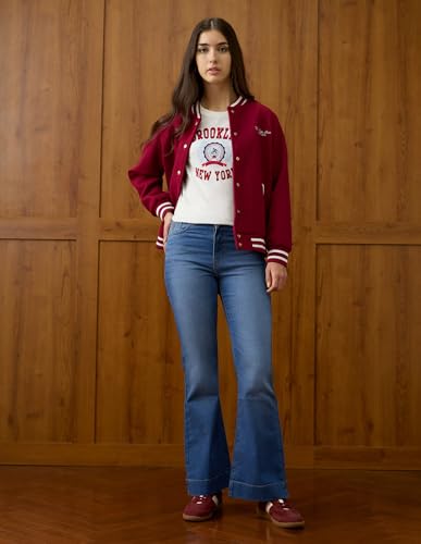 U.S. POLO ASSN. High Rise Flared Fit Jeans (UWAW25JEN436_Blue_30)