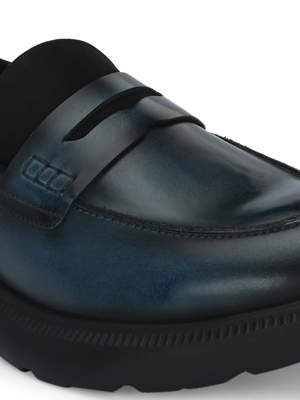 HITZ Men's Blue Leather Semi Formal Shoes - UK 7