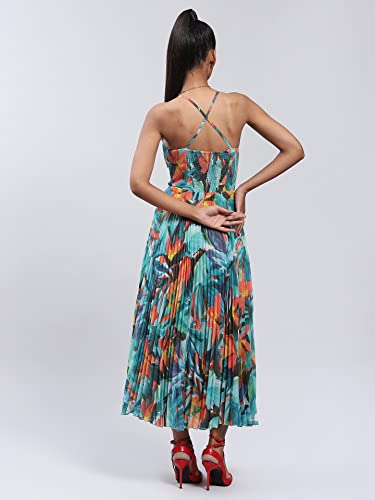 Label RITU KUMAR Strappy Printed Long Dress Green
