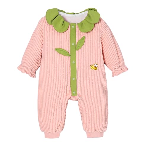 Hopscotch Girls Full Sleeves Pink Flower Petal Collar Bodysuit For Ages (12-18 Months)