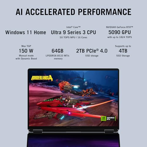 ASUS ROG Zephyrus Duo 16 (2026),Intel Core Ultra 9 386H (Series 3),RTX 5090-24GB,64GB RAM,2TB SSD,3K OLED,16"(40 cm),120Hz,Win 11,M365 Basic(1Y),Office 24,Grey,2.8 Kg,GX651AX-SR099WS,Gaming Laptop