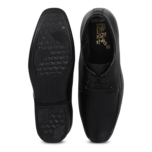 HIKBI Leather Formal Shoes Derby for Men's and Boys Office Wear Black