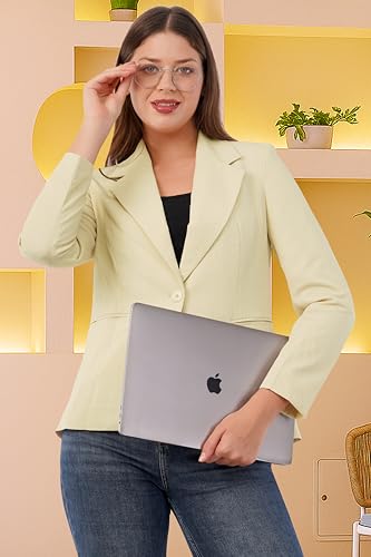 SaintX Women's 4-Way Stretchable Blazer | Formal & Casual Wear | Textured Sunscreen Fabric | Modern Regular Fit | Fully Lined | Lightweight Jacket | Ideal for Summers (WB03_Cream_4XL)