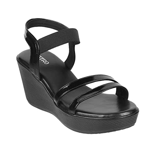 Metro Women Black Wedge Heel Sandal UK/5 EU/38 (34-120)