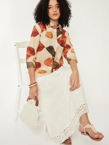 Max Women Printed Shirt(Off White_XL)