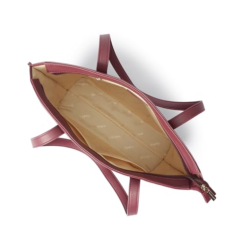 Fastrack Carrycore Tote | Cherry Red Faux-Leather Women's Bag | Spacious Tote Bag with Zipper Closure & Utility Pockets For Daily Carry | Eligible For 14" Laptop