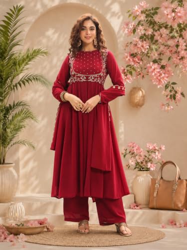 Leeli Peeri Designer Women's Georgette Embroidery Work Kurta Set With Dupatta.
