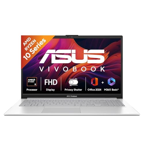 ASUS Vivobook Go 15 (2026),AMD Ryzen 5 40, AMD Radeon iGPU, 8GB RAM, 512GB SSD, FHD, 15.6"(39.6 cm),Windows 11,M365 Basic(1 Year)* Office 2024,Cool Silver,1.63 Kg,E1504FA-BQ2112WS,Thin & Light Laptop