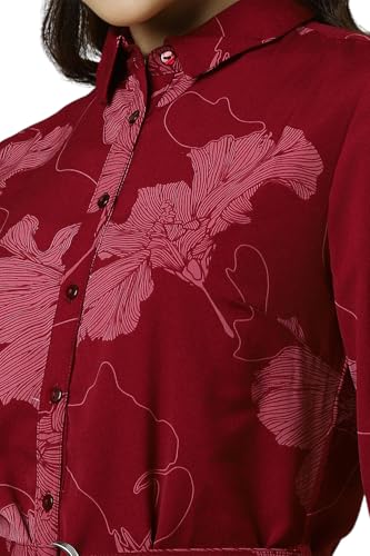 Allen Solly Women's Polyester Modern Mini Dress (AHDRWRGPQ16409_Red