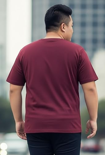 Khakey Men's Round Neck Half Sleeve Pure Cotton Plus Size T-Shirt| Maroon, Black, Charcoal Melang Tshirt | Pack of 3