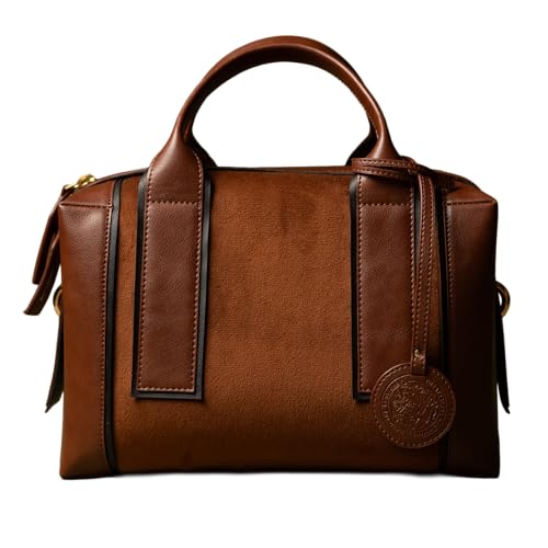 Theater Dr. Boulder Tan Suede Shoulder Bag for Women | Spacious Structured Handbag with Adjustable & Detachable Straps | Ideal for Office, Work, Travel & Daily Use