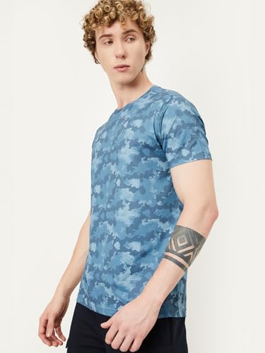 Max Men's Half Sleeves Round Neck Camouflage Print T-Shirt