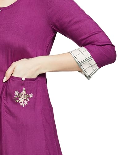 BIBA Women's Rayon Suit Set (SKDSKD7419EAW21PNKPUR_Pink-Purple