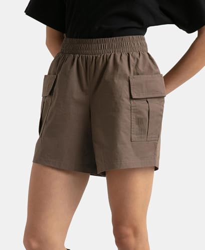 Jockey WZ06 Women's Super Combed Cotton Regular Fit Hybrid Cargo Shorts_Dark Khaki_L