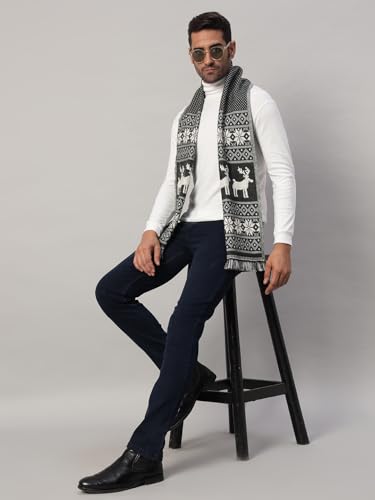 Ravaiyaa - Attitude is everything Deer Pattern Muffler Winter Woolen Scarf Men's Casual Soft And Warm Maffler70 x12 (Grey)