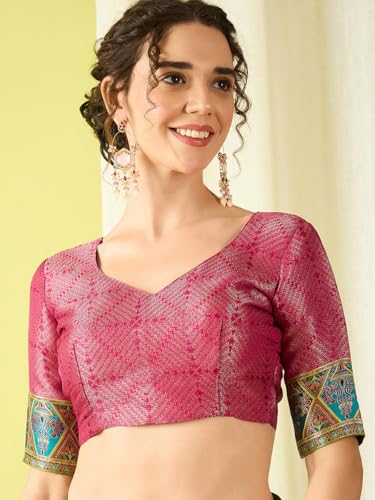AKHILAM Women's Olive Viscose Silk Ethnic Motif Printed Saree With Unstitched Blouse Piece (MSTANI154B_HS)