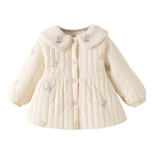 Hopscotch Girls Polyester Waist Length Jackets in Off-White Color For Ages 3-4 Years