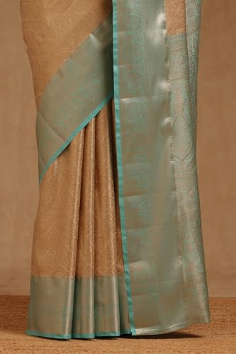 Soch Womens Beige Silk Blend Zari Woven Saree