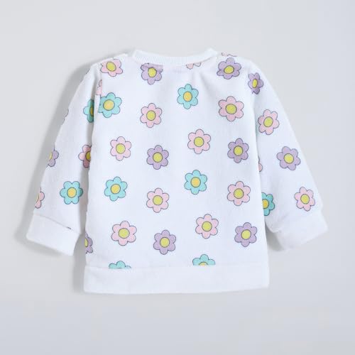 Hopscotch Girls Full Sleeves White 2-Pc Floral Pajama Set for Age (6-9 Months)
