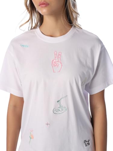 ONLY Women's Graphic Print Regular Fit White T-Shirt